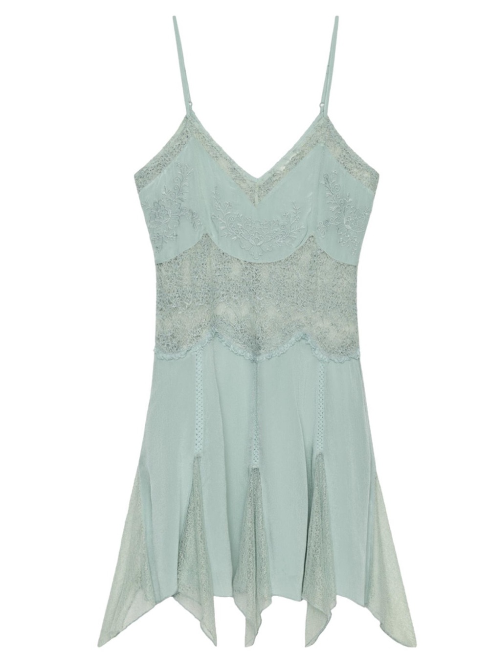 ZARA pastel blue short lace dress